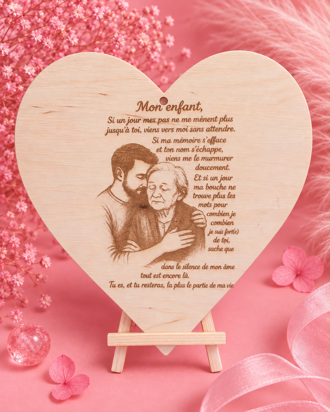 đ©·Plaque cĆur en bois gravĂ©e â âMon enfantâđ©·