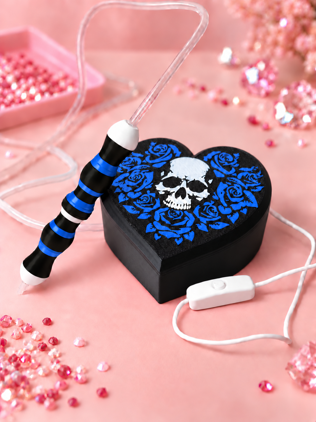 💀🌹 Machine à air Diamond Painting – Édition Cœur Tête de Mort ❤️💎