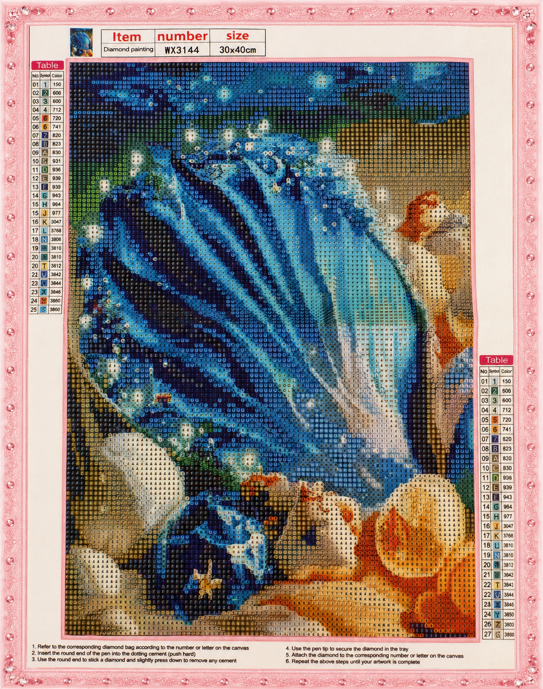 💎 Diamond Painting – Coquillage bleu 🌊