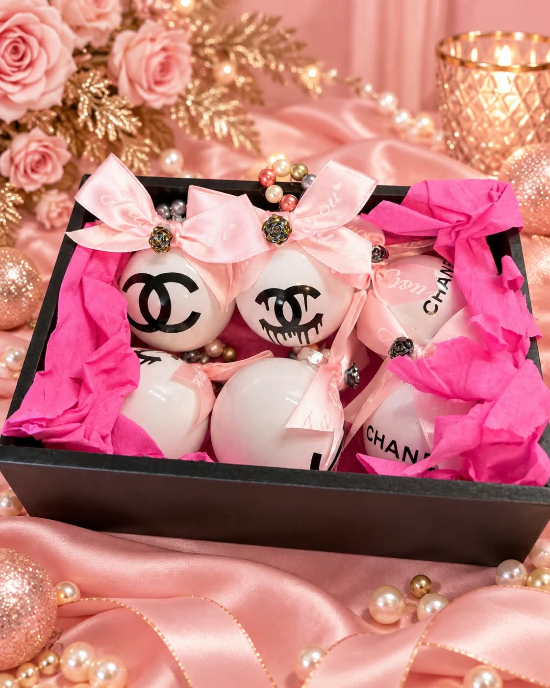🎄 LOT DE 9 BOULES DE NOËL – ÉDITION CHIC & GIRLY 🎀