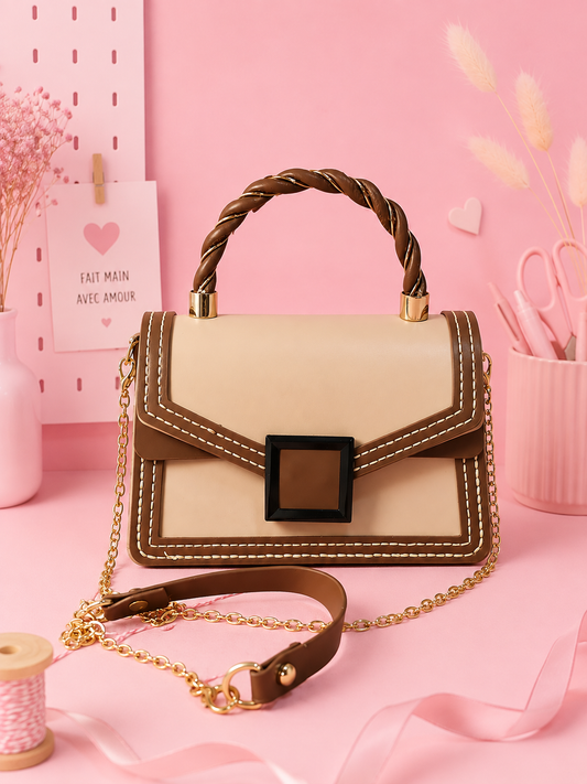 👜 Sac à main beige & chocolat – Chic et élégant