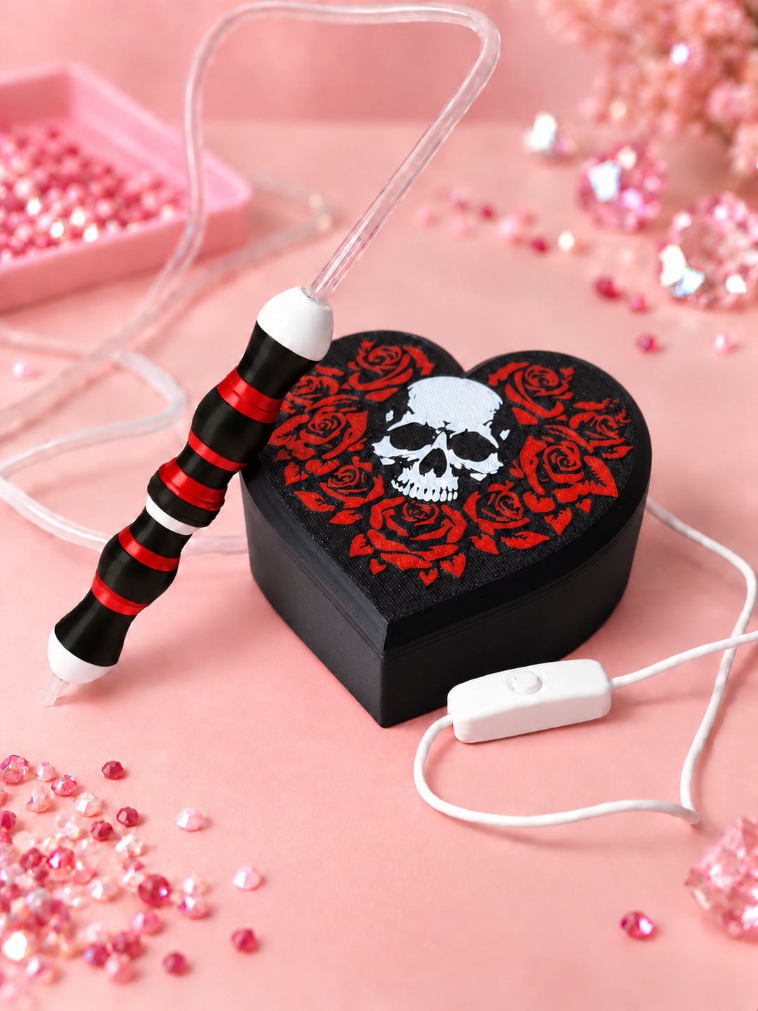 💀🌹 Machine à air Diamond Painting – Édition Cœur Tête de Mort ❤️💎