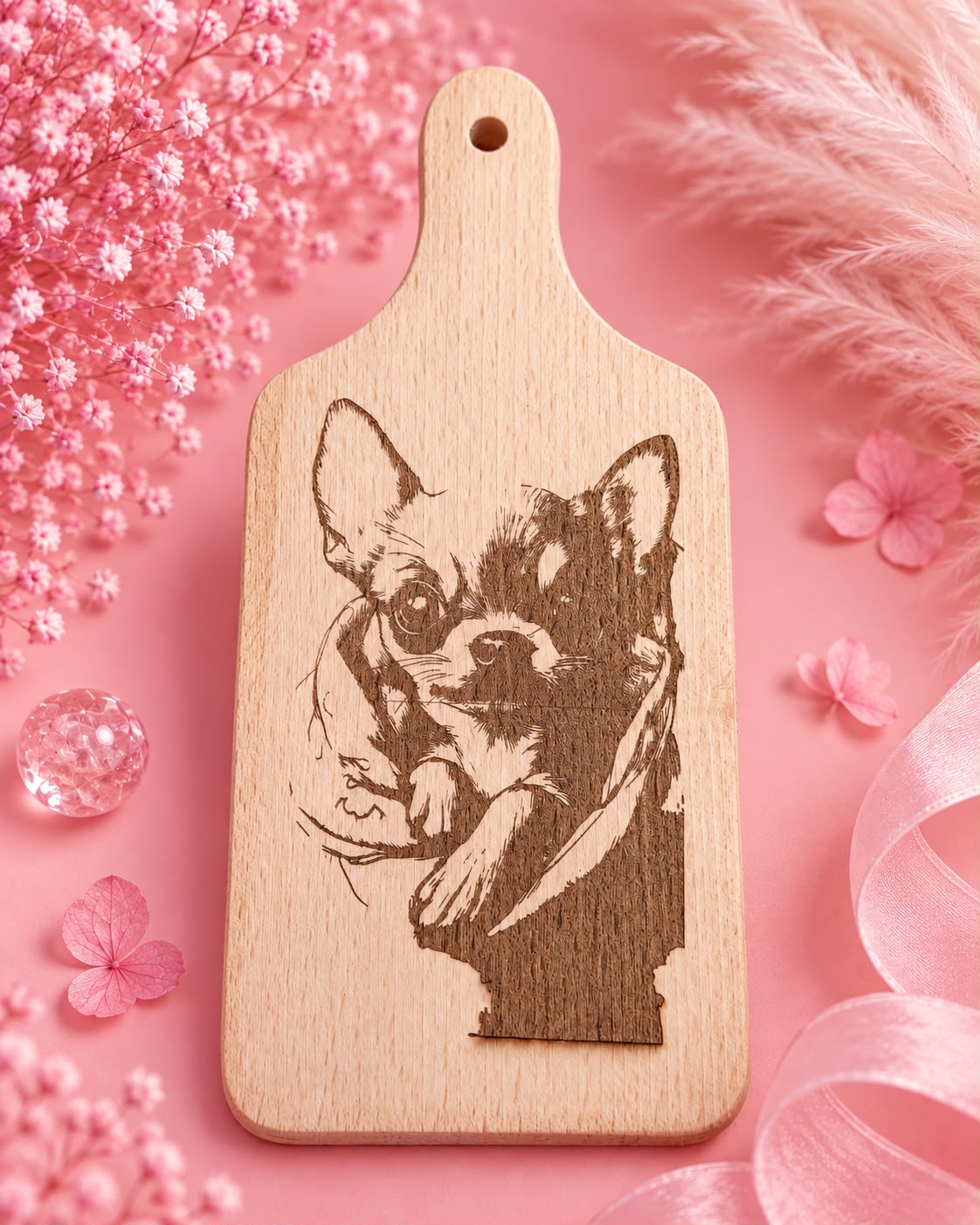 🐶 Planche décorative gravée – Chihuahua🌸